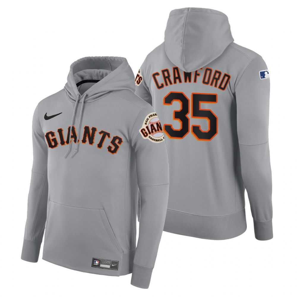 Men San Francisco Giants 35 Crawford gray road hoodie 2021 MLB Nike Jerseys